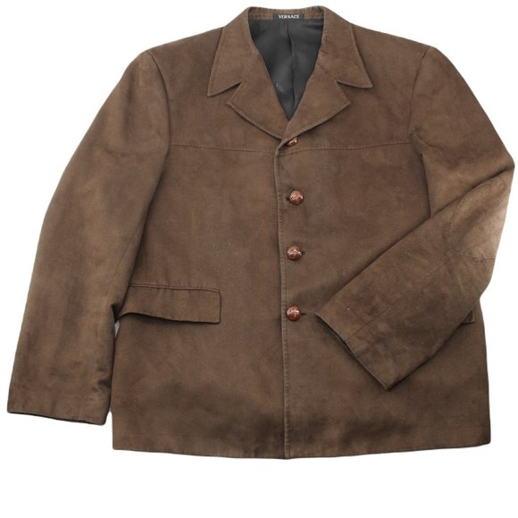 VTG Versace Western Blazer 4 Button Notch Collar Jacket Sueded Wool Men's IT50/M - Picture 5 of 16